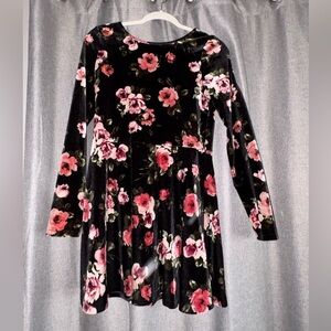 American Eagle Floral Velvet Skater Dress with Scoop Back